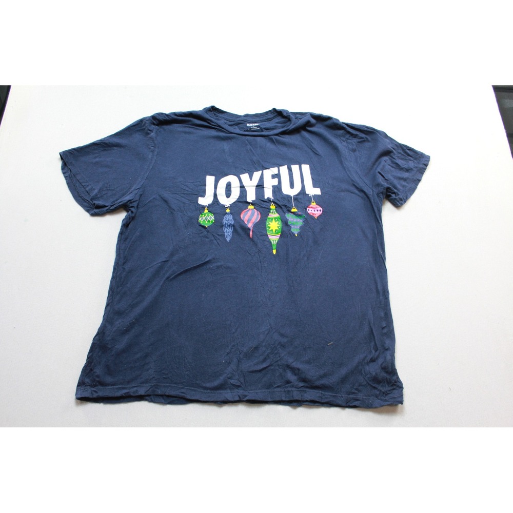 Old Navy Graphic Tee Women Large Navy Blue Excellent Joyful Christmas Ornaments